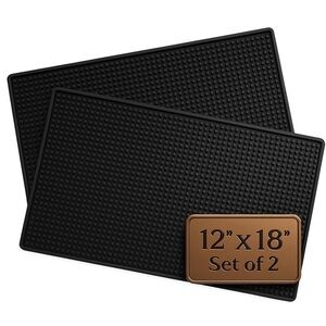 Two Rubber Bar Mat 18" X 12" Anti-Skid For Countertop, Home Bar, Restaurants